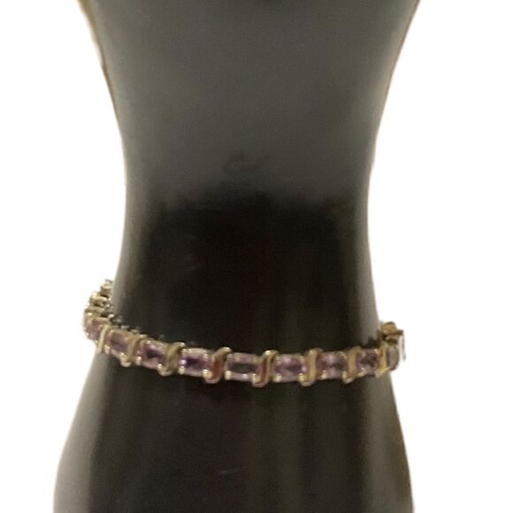 Sterling Silver Amethyst Tennis Bracelet - Picture 2 of 11
